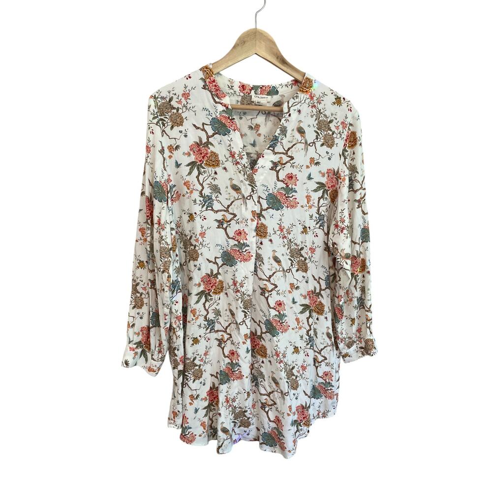 GP & J Baker x H&M | Floral Bird Shirt Dress or Tunic | Cream | Size 6